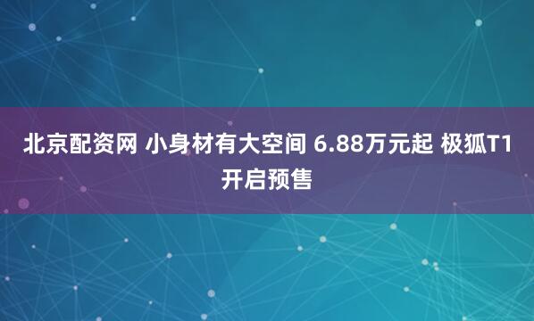 北京配资网 小身材有大空间 6.88万元起 极狐T1开启预售
